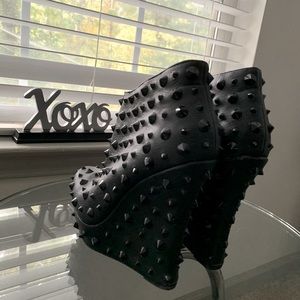 SOLD!! Black Spike Studded Wedge Bootie